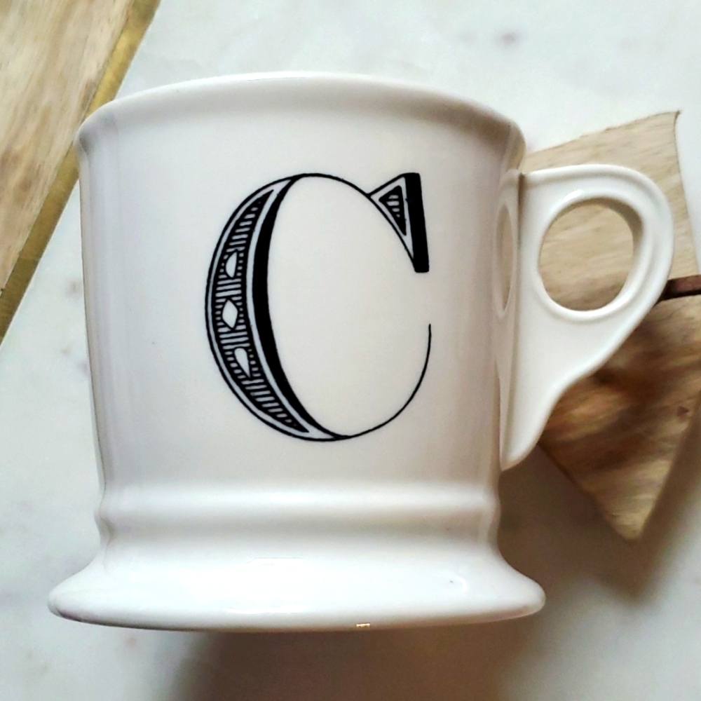 Anthropologie Monogram Ceramic “C” or "M" Mug.